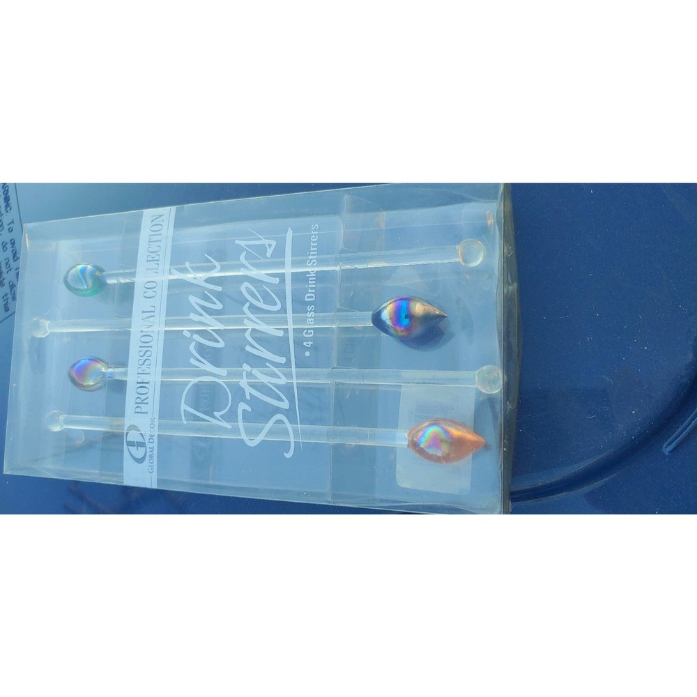 Global decor professional collection 4 pack of glass drink stirrers